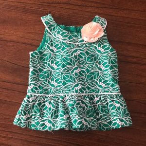 EUC Janie and Jack Green Peplum Top 18-24m